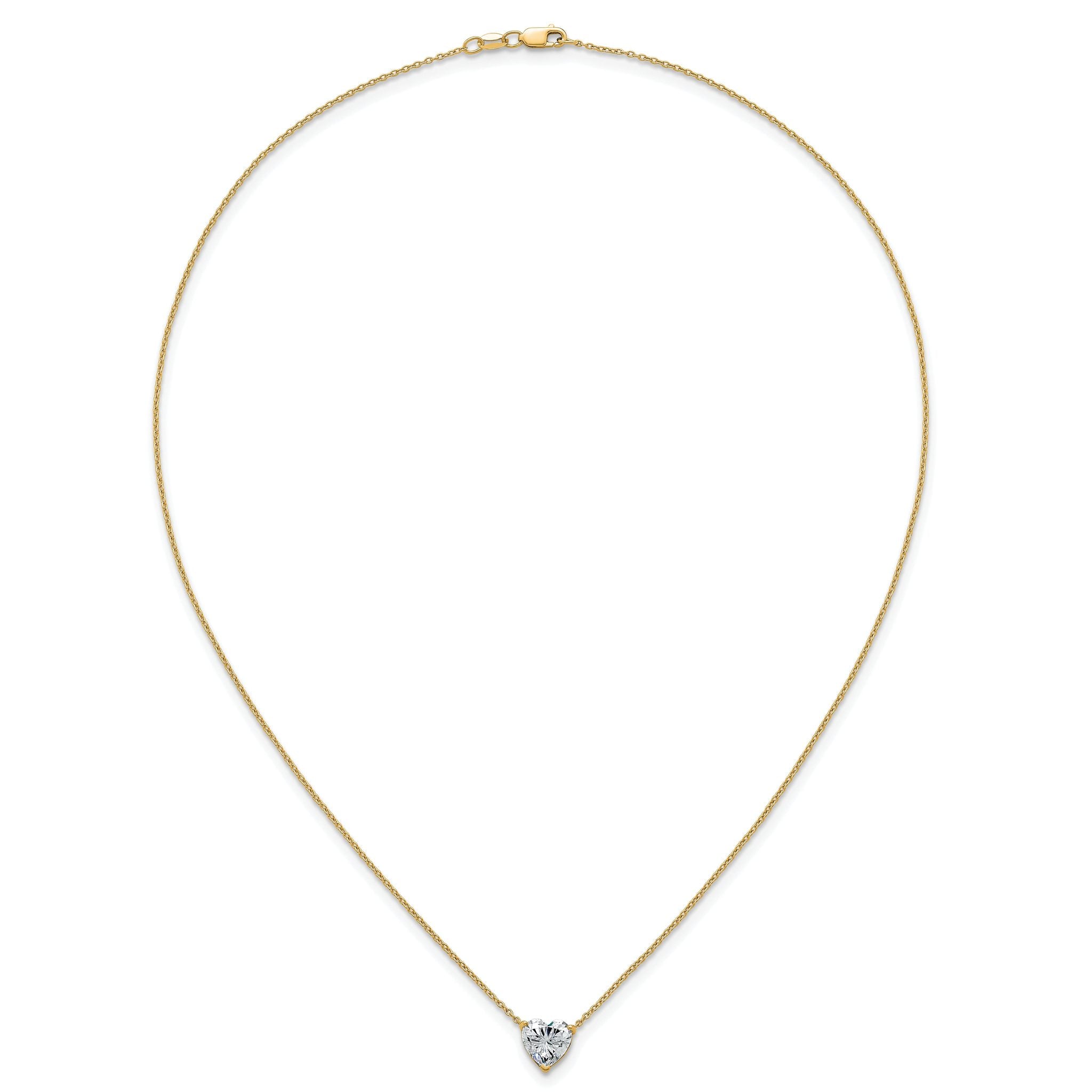 14k 2 carat Certified Lab Grown Diamond VS+ F+ Heart Complete 18 inch Four Prong Pendant Necklace
