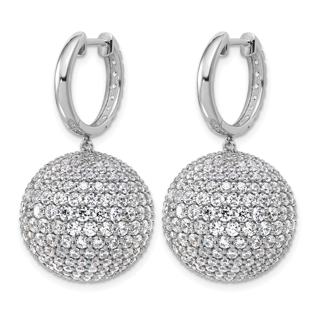 14k White Gold 13 7/8 carat Lab Grown Diamond VS+ F+ Pave Ball Complete Dangle Hoop Earrings