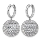 14k White Gold 13 7/8 carat Lab Grown Diamond VS+ F+ Pave Ball Complete Dangle Hoop Earrings