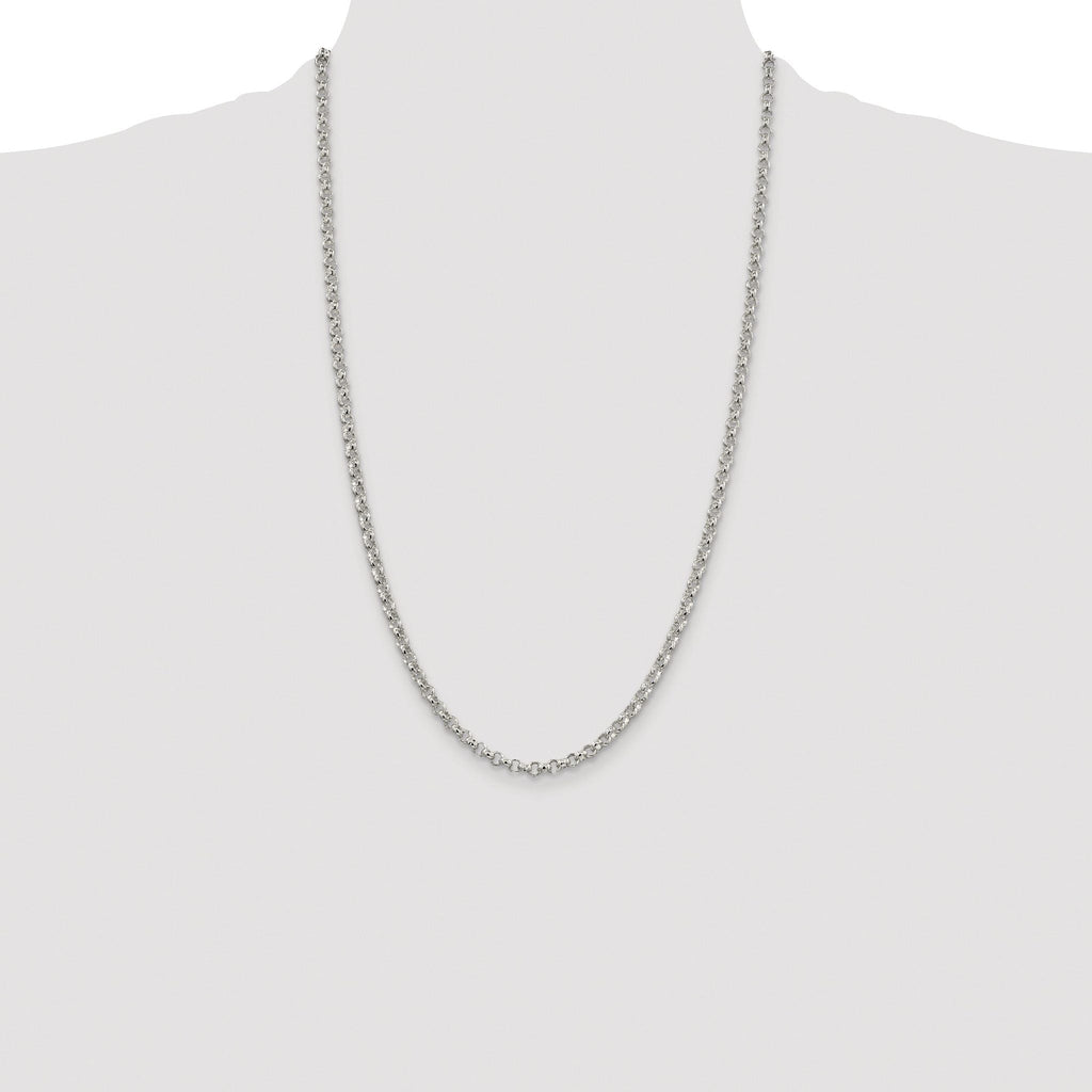 Sterling Silver Rhodium-plated 4mm Rolo Chain
