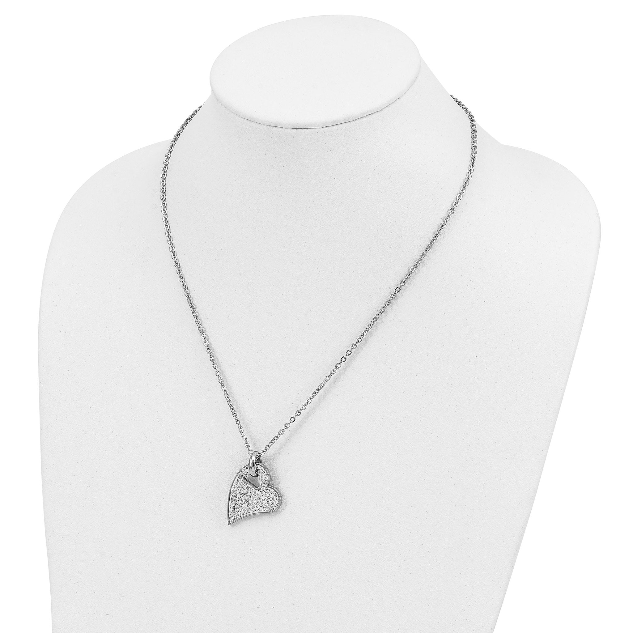 Stainless Steel Clear Crystal Heart Pendant Necklace Secondary image
