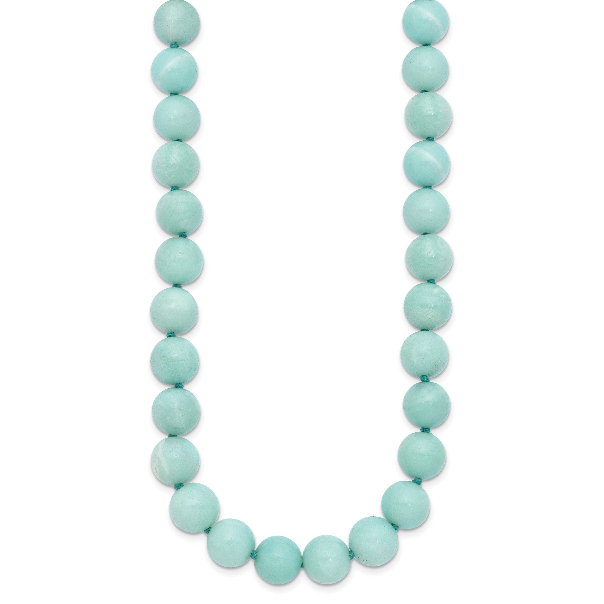 10-10.5mm Smooth Beaded Amazonite Necklace With Sterling S.RH Clasp Secondary image