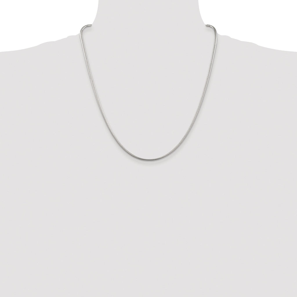 Polished Snake Chain Necklace in Sterling Silver, 2mm