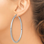 14k White Gold Lightweight 3mm Diamond-cut Hoop Earrings