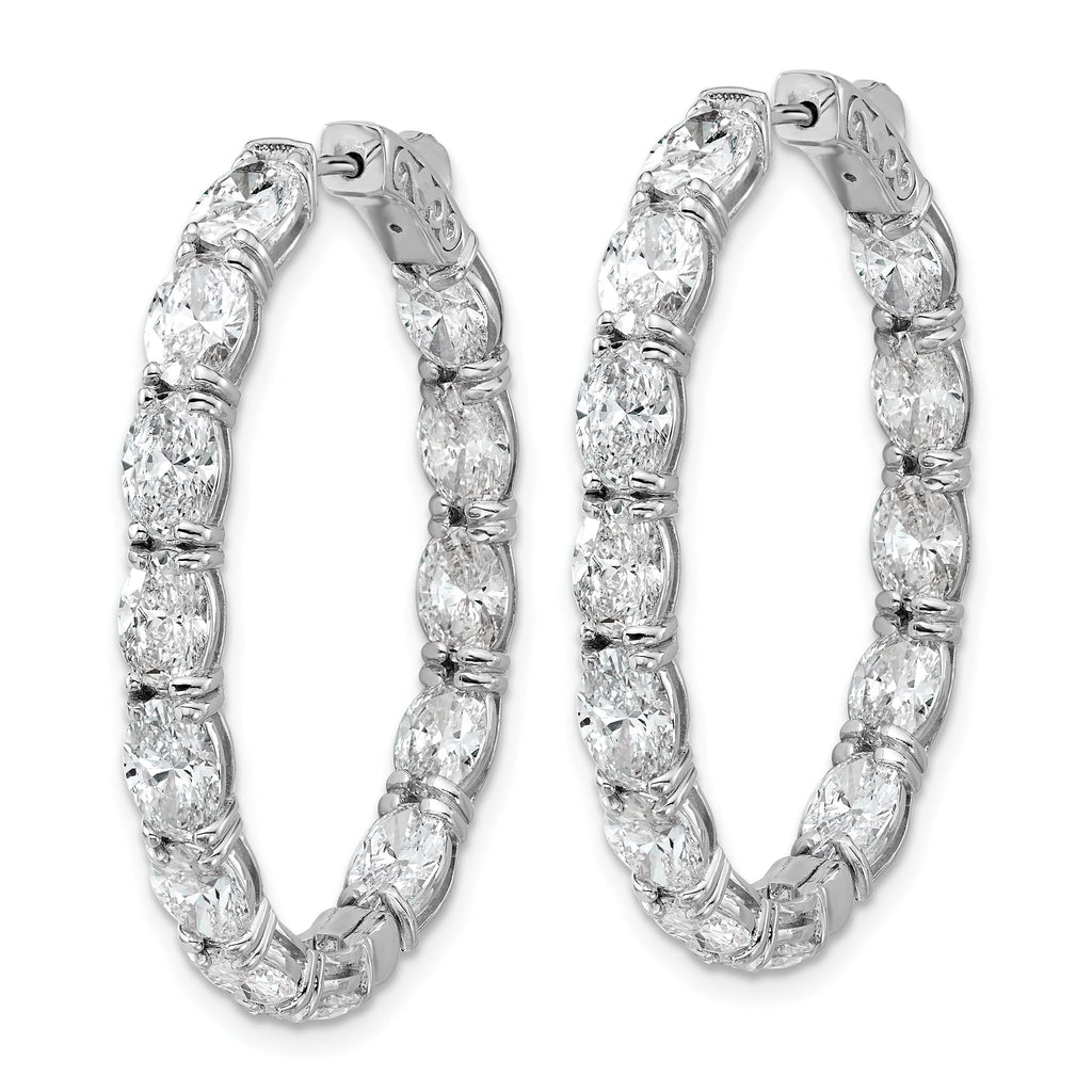 14K White Gold 8 5/8 ct Lab-Created Diamond VS+ F+ Oval-Cut In-and-Out Hoop Earrings