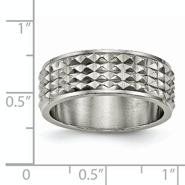 Studded Wedding Band in Titanium, 8mm