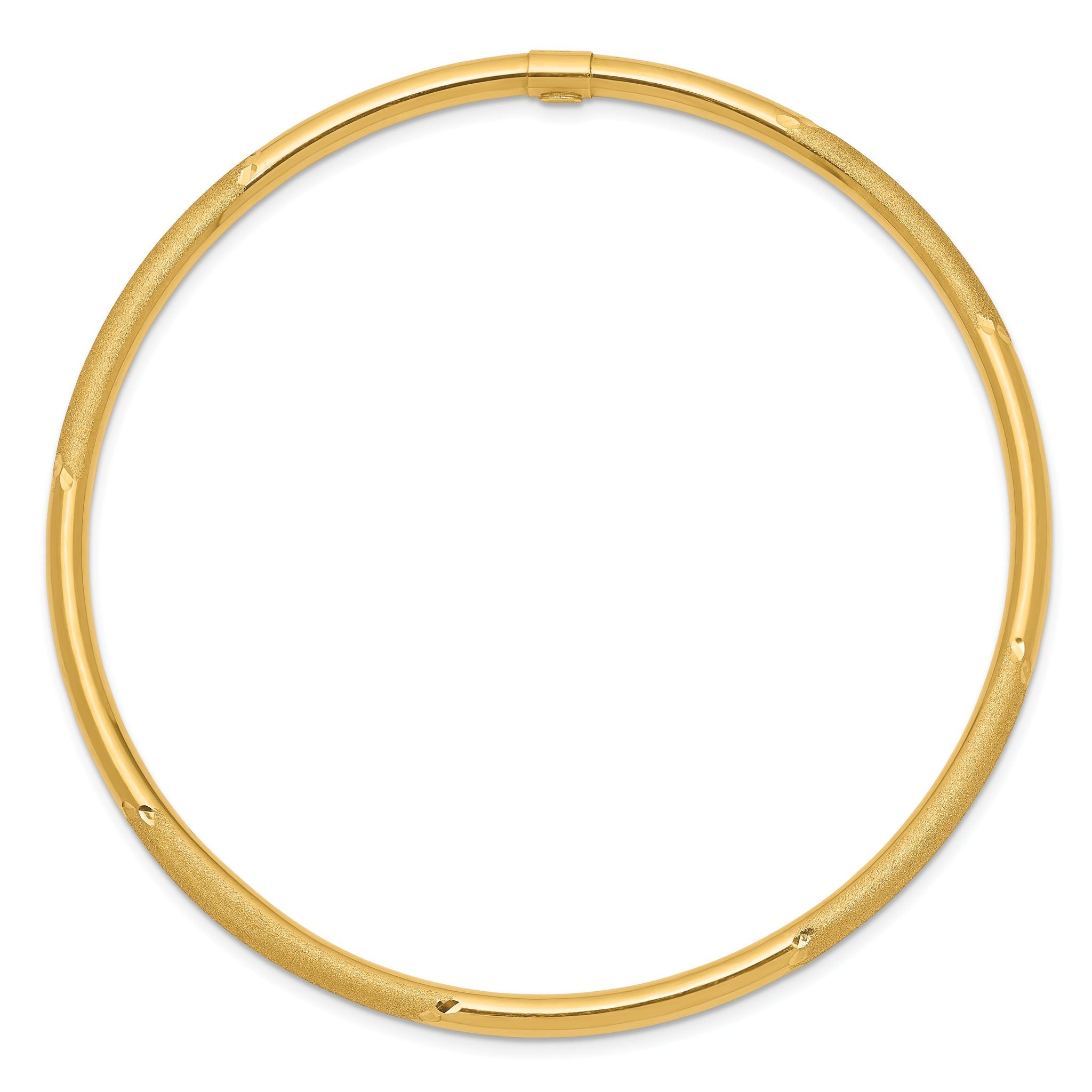14K Gold Women's Slip-On Bangle with Polished Satin Finish Secondary image