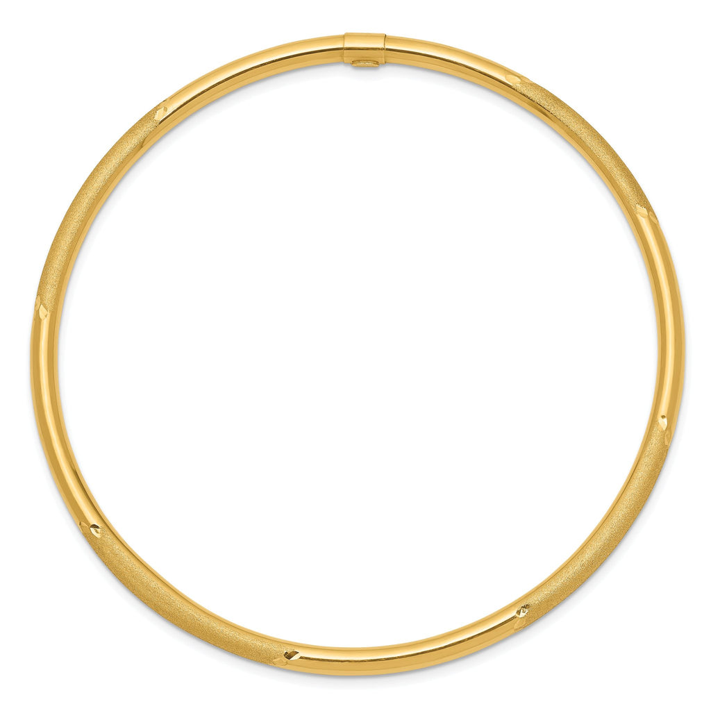 14K Gold Women's Slip-On Bangle with Polished Satin Finish