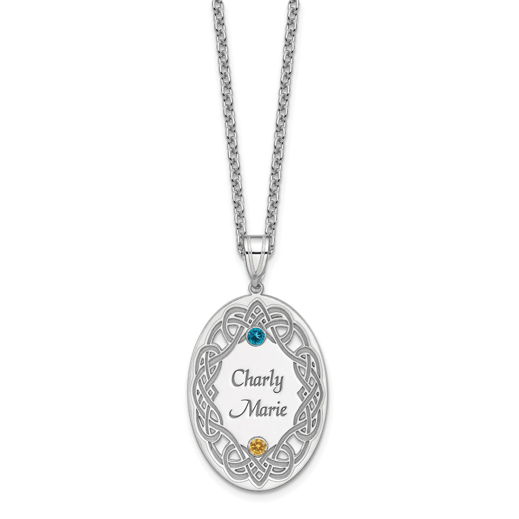 Sterling Silver Rhodium-plated Crystal Family Pendant