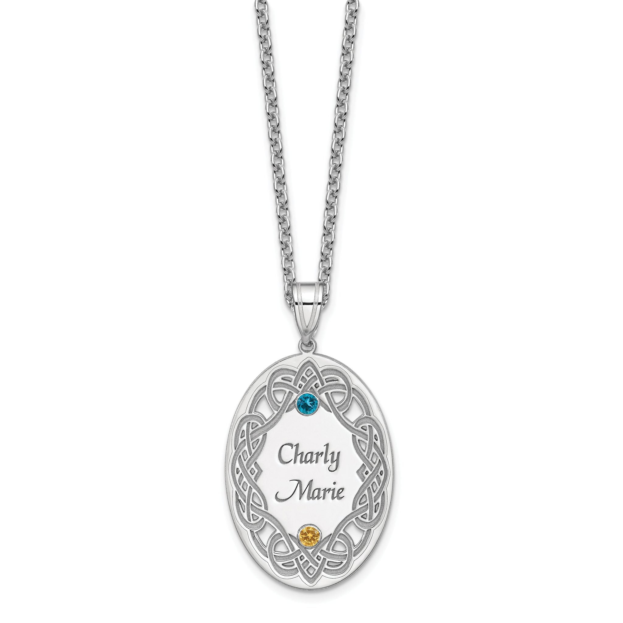 Sterling Silver Rhodium-plated Crystal Family Pendant