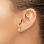 Stainless Steel Polished Pink Cubic Zirconia Birthstone Stud Earrings for Women