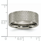 Brushed Patterned Wedding Band in Titanium, 8mm