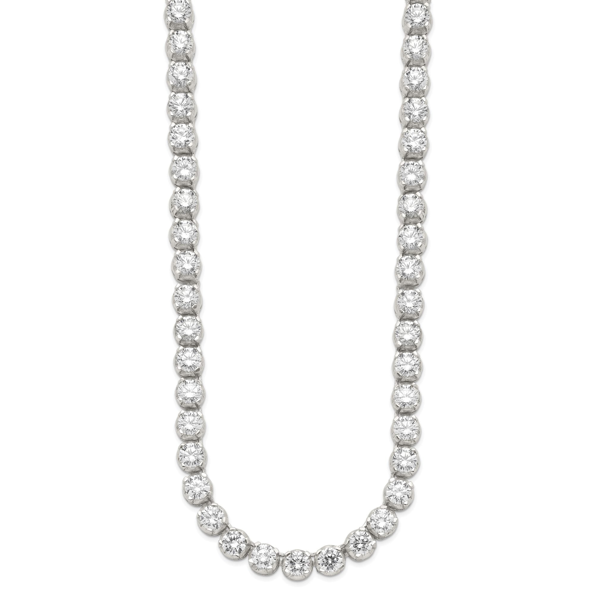 Sterling Silver 17in Rhodium-plated Fancy Mulitple CZ Necklace Secondary image