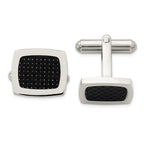 Stainless Steel Black Carbon Fiber Inlay Cuff Links