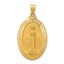 14K Hollow Polished And Satin Miraculous Medal Pendant