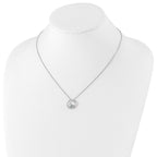 Sophia Jewelers Sterling Silver Blue Topaz Diamond Necklace with Rhodium Finish