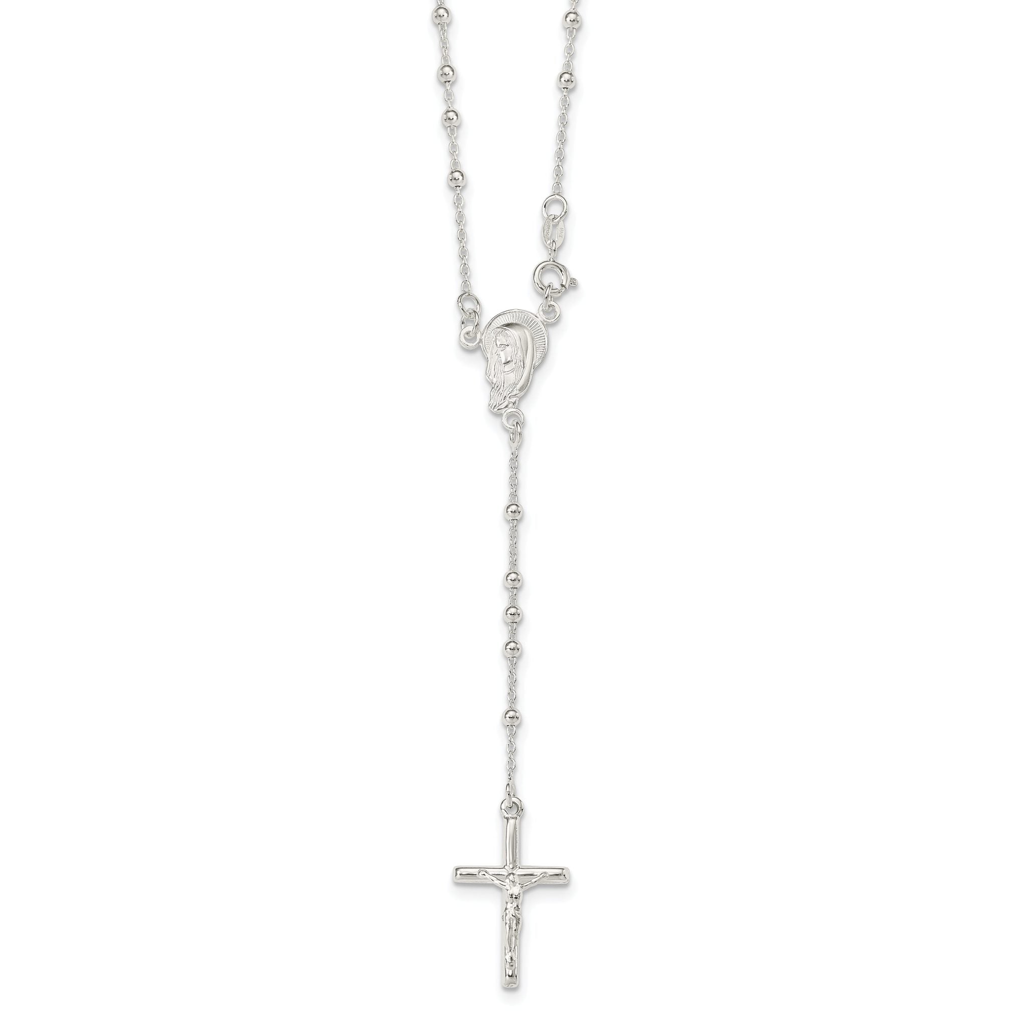Sterling Silver Polished Rosary Necklace