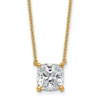 14k 3 1/2 carat Lab Grown Diamond VS+ F+ Cushion Complete 18 inch Four Prong Pendant Necklace