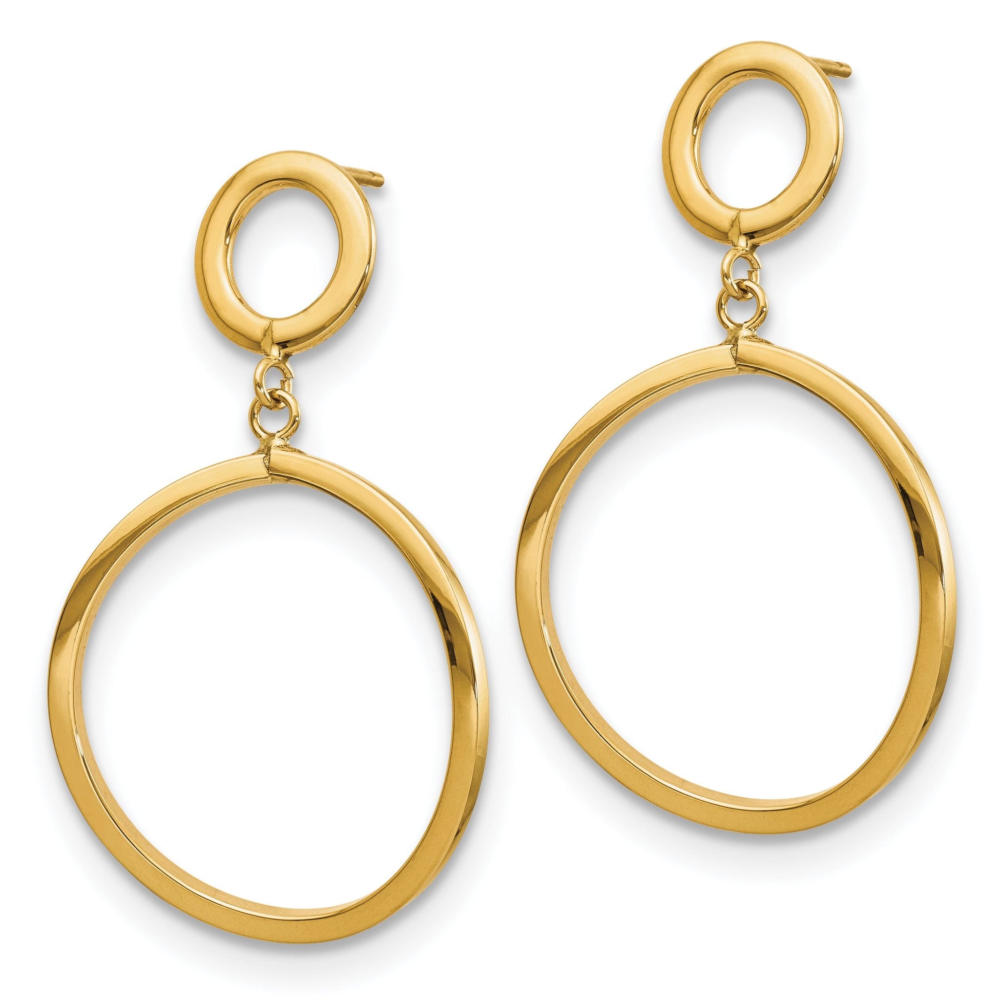10K Polished Round Post Dangle Earrings Secondary image