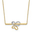 10K Rhodium-plated Polished Diamond Cut Butterfly Bar Necklace