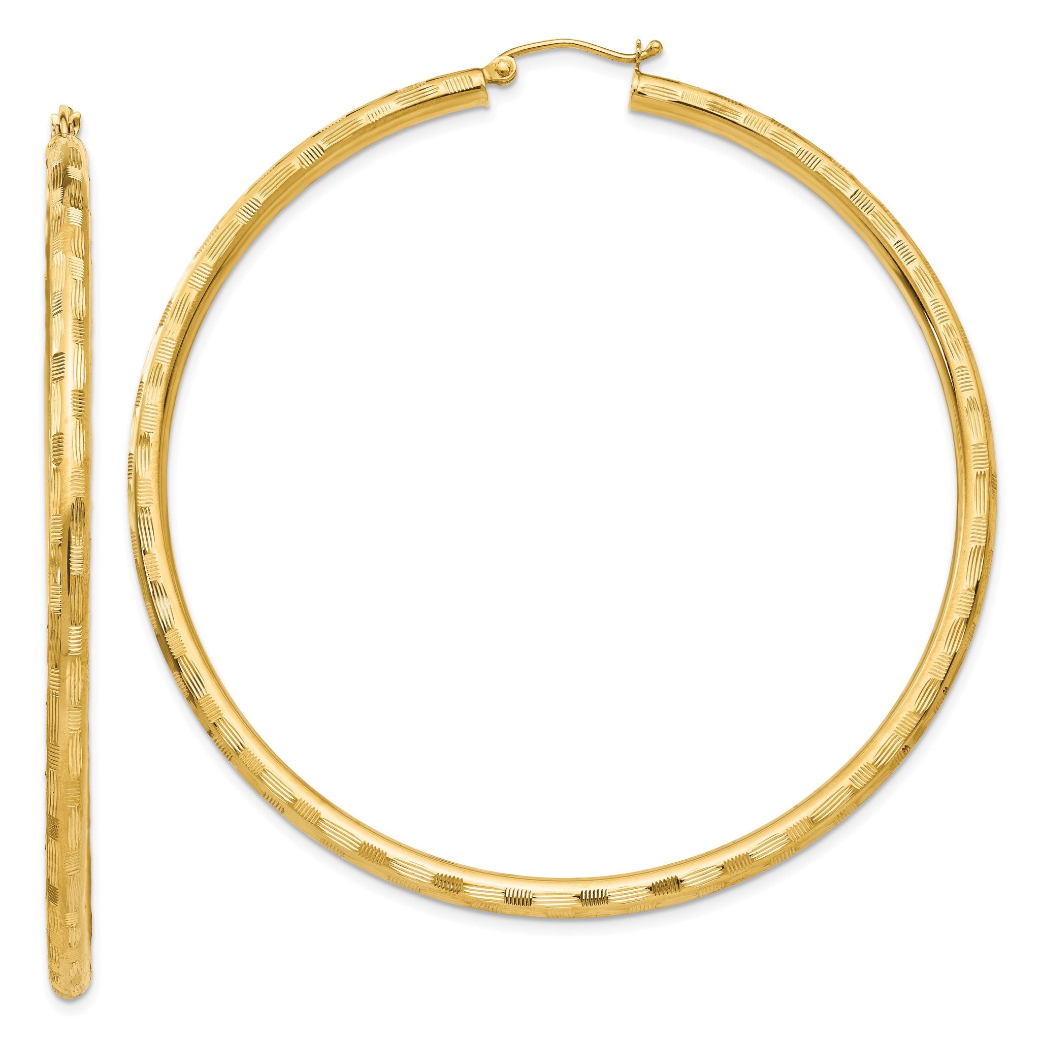 14k Diamond-cut Hoop Earrings Main image