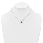 Sterling Silver Rhodium-plated Heart with Black Enameled Paw Print 16 inch with 1.5 inch Extension Necklace