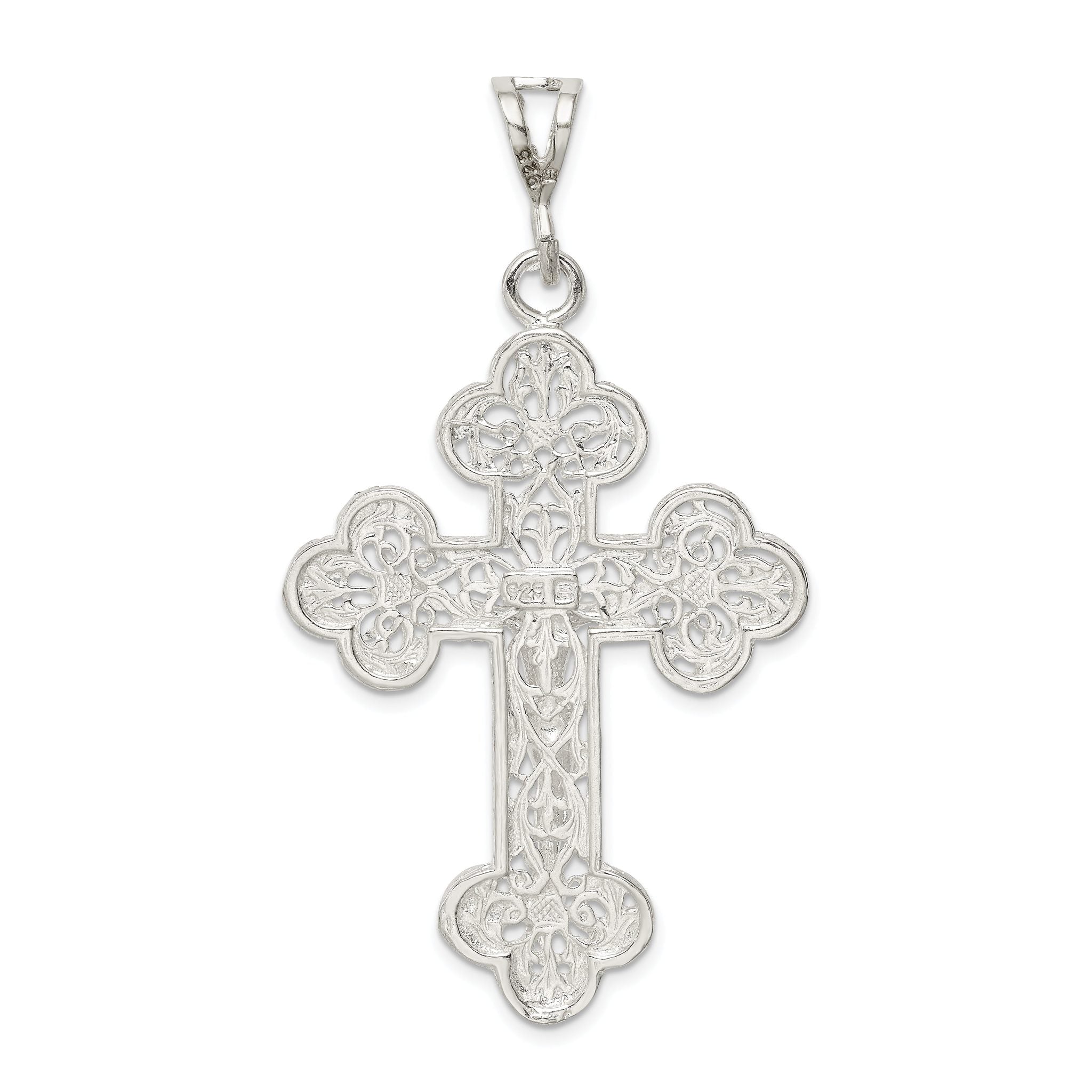 Sterling Silver 925 Polished Crucifix Pendant with Anti-Tarnish Finish