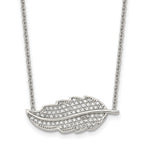 CZ Leaf Pendant Necklace in Stainless Steel, 18in
