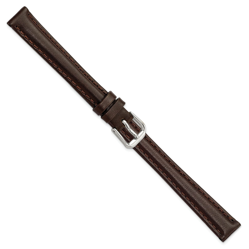 Smooth Leather Watch Band in Dark Brown, 19mm