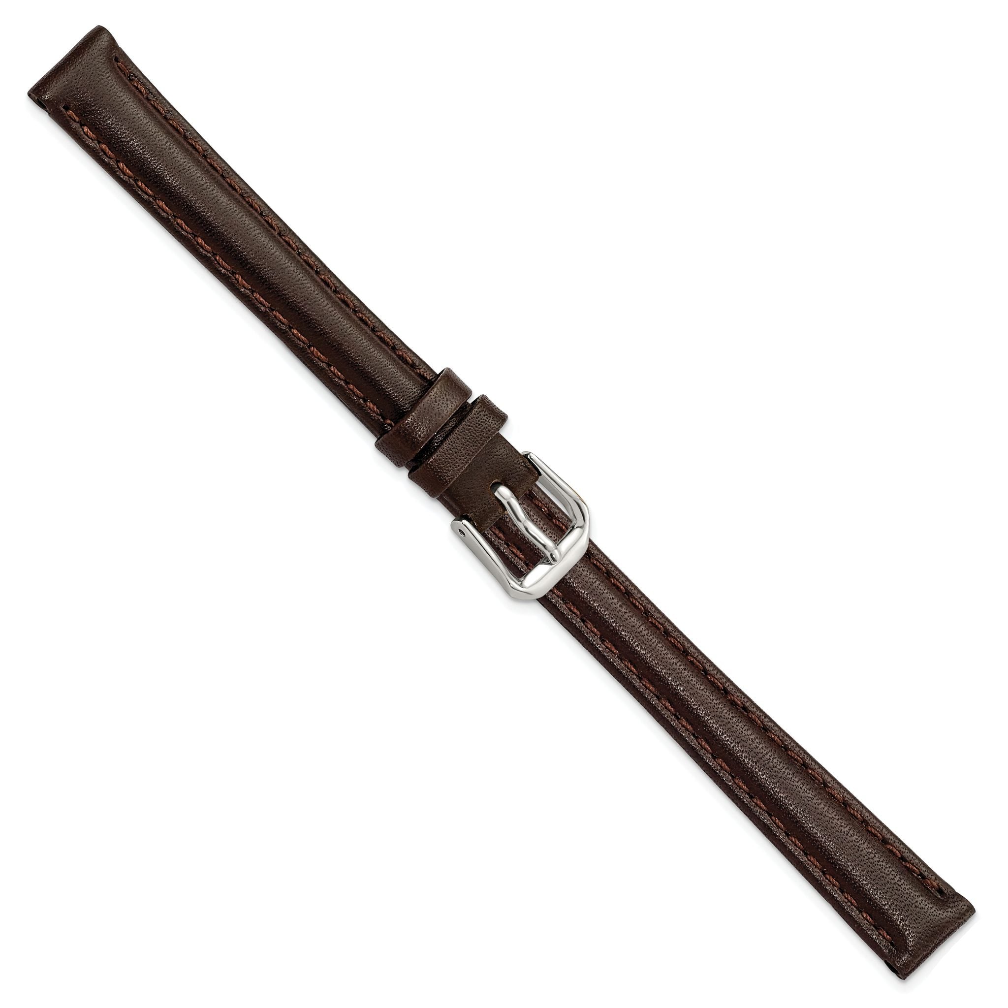 Smooth Leather Watch Band in Dark Brown, 19mm