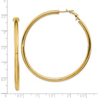 14K Gold Polished Hoop Earrings with Omega Back Elegant Hollow Design