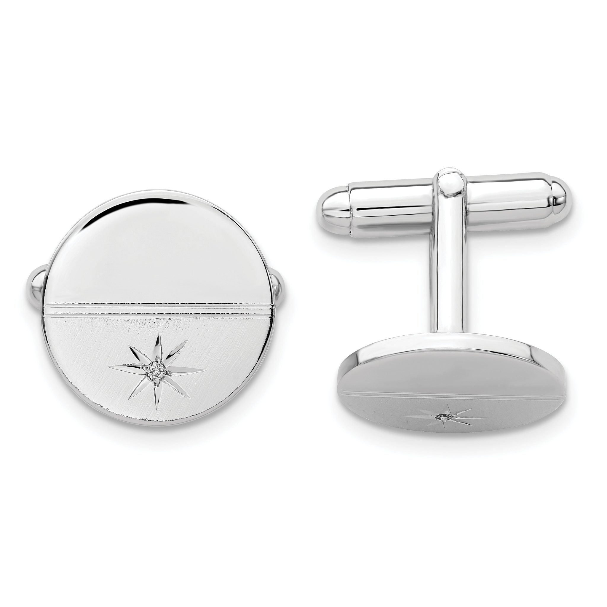Rhodium-Plated Diamond Polished & Satin Cuff Links by Kelly Waters Main image