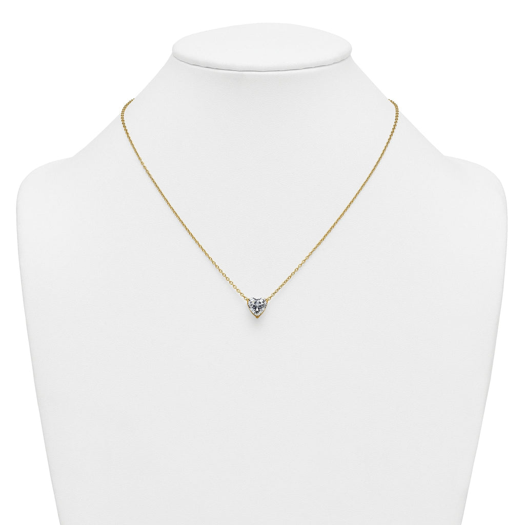 14k 2 1/2 carat Lab Grown Diamond VS+ F+ Heart Complete 18 inch Four Prong Pendant Necklace