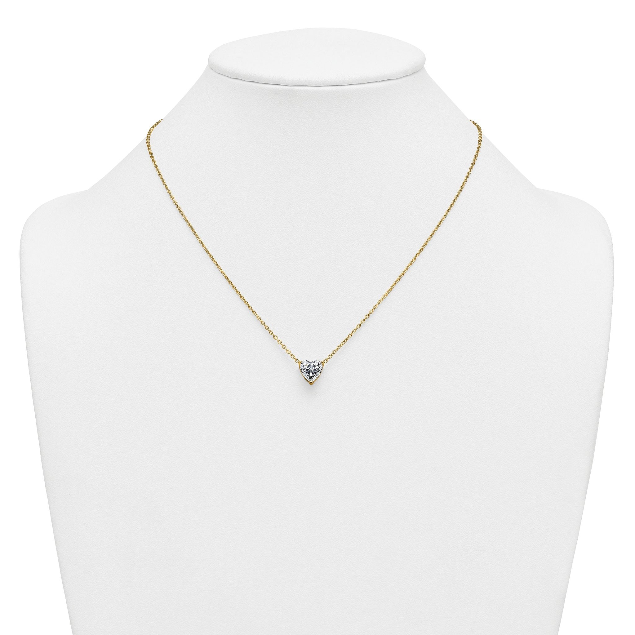 14k 2 1/2 carat Lab Grown Diamond VS+ F+ Heart Complete 18 inch Four Prong Pendant Necklace