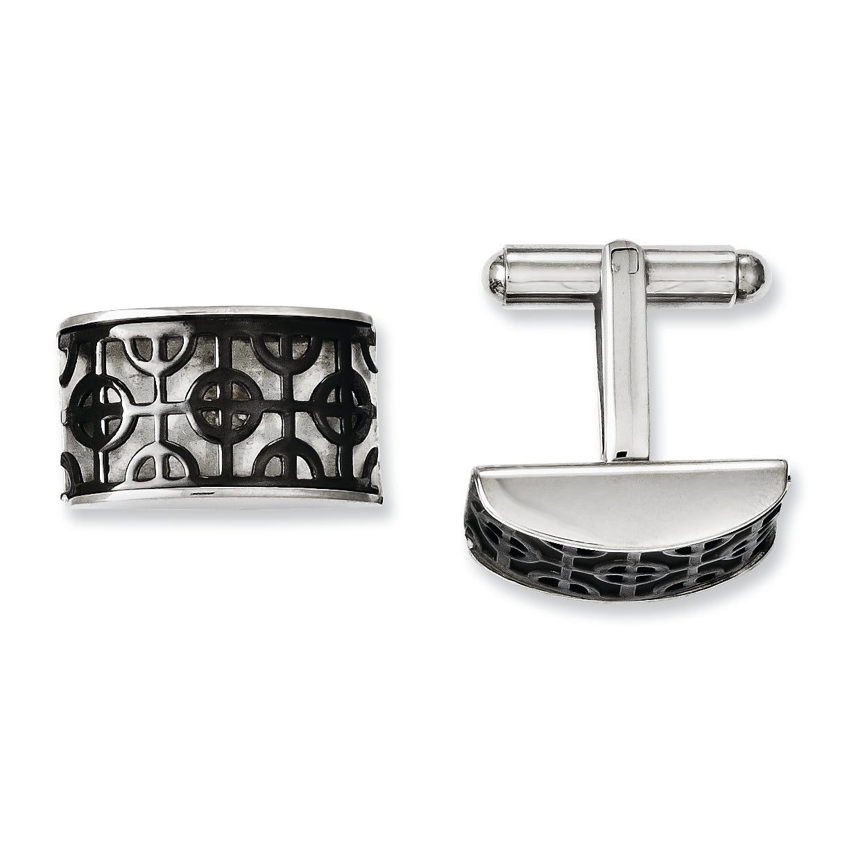 Black IP-Plated Cuff Links in Stainless Steel Main image