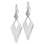 Sterling Silver RH-plated Polished Crystal Diamond Shape Dangle Ea