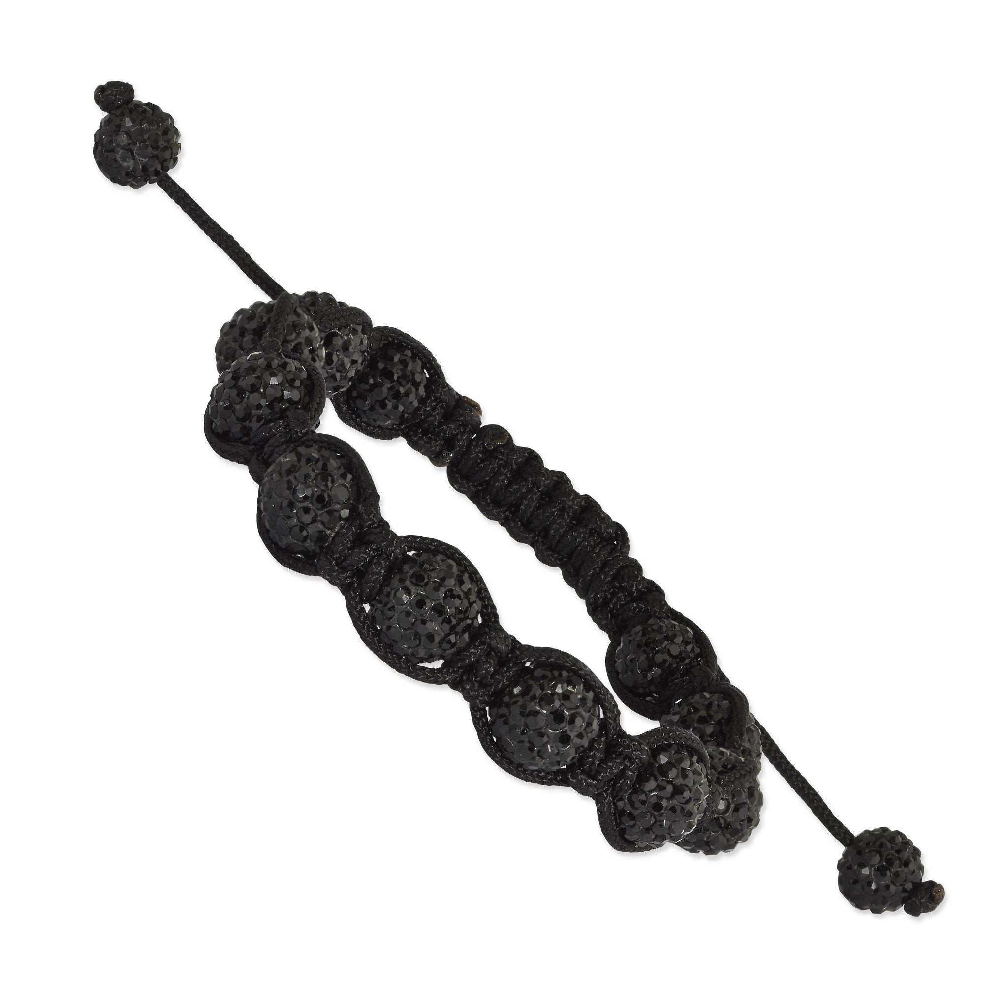 10mm Black Crystal Beads Black Cord Bracelet Main image