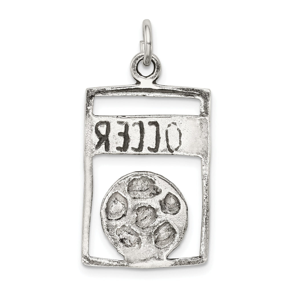 Sterling Silver 925 Antique Soccer Pendant with Polished Solid Finish