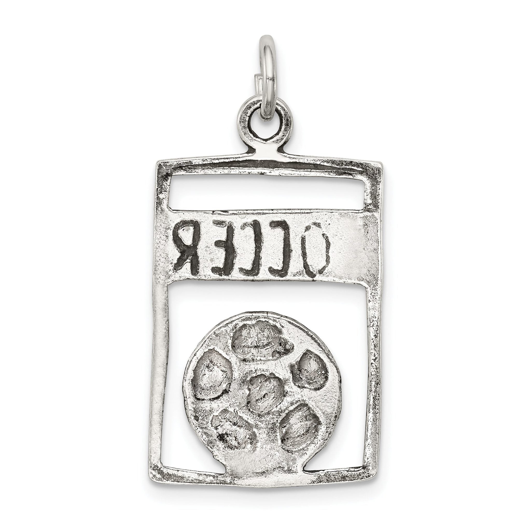 Sterling Silver 925 Antique Soccer Pendant with Polished Solid Finish