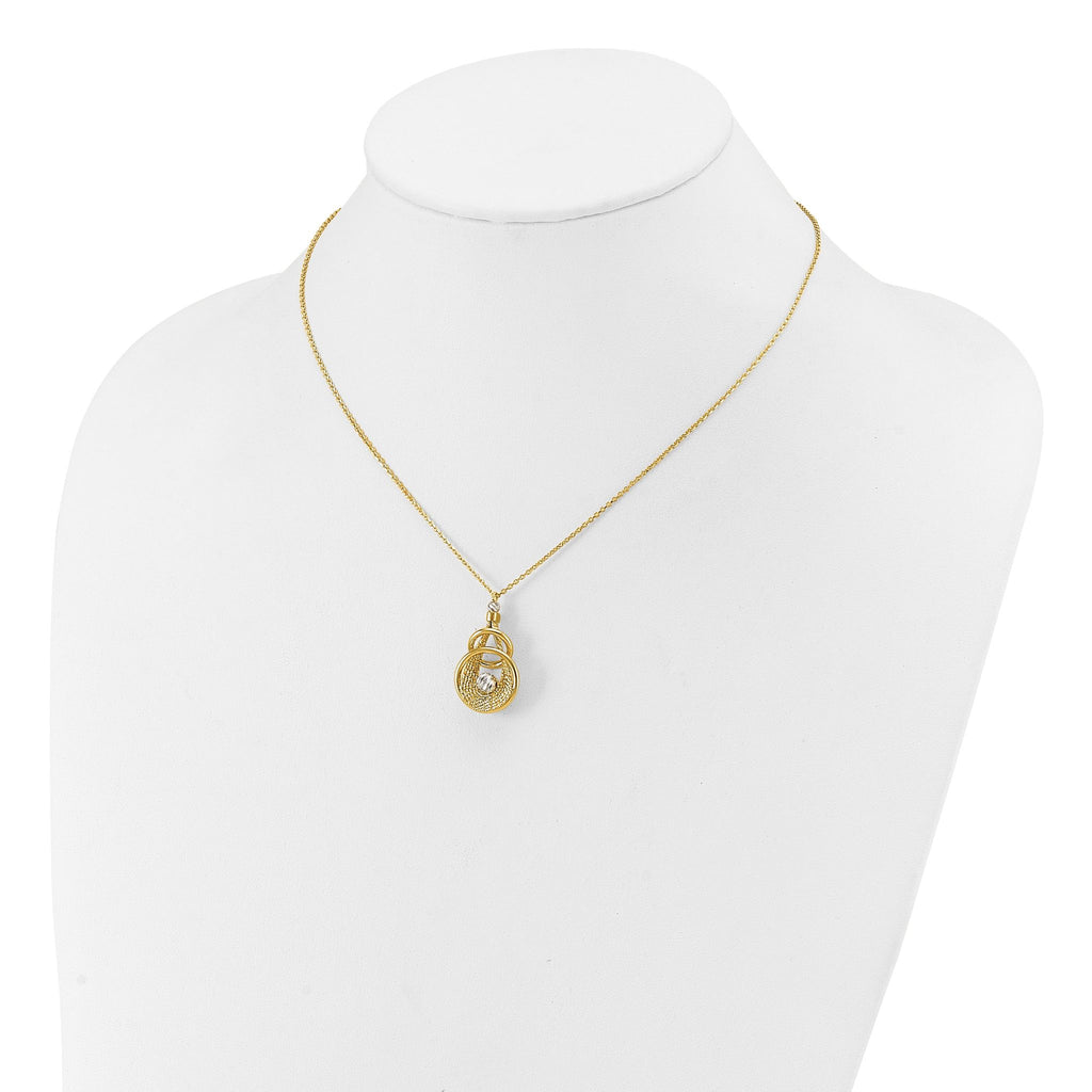 14K TT Polish/Dia-cut Fancy Teardrop w/.5in ext. Necklace