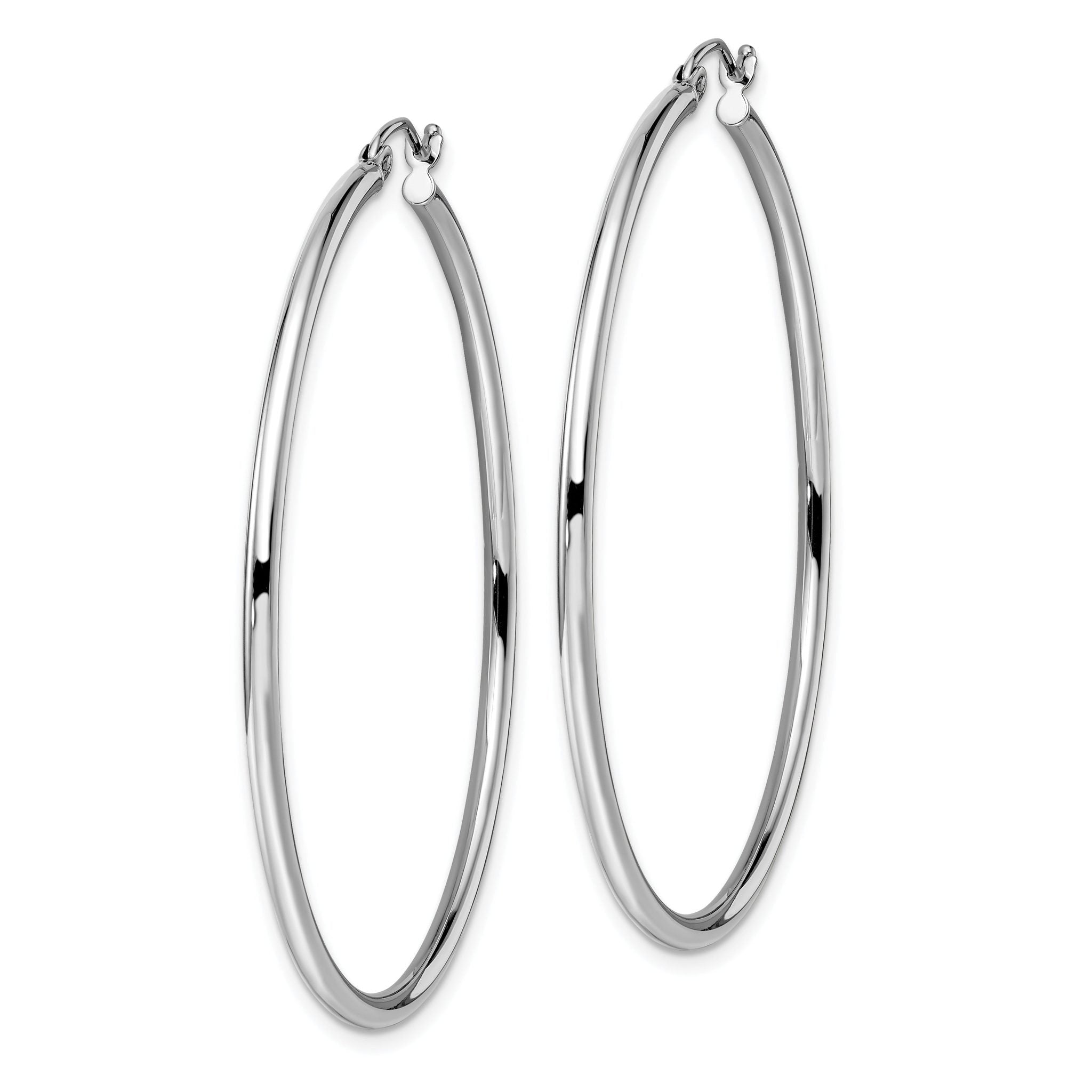 14K White Gold Polished Hoop Earrings with Rhodium Finish  Elegant, Lightweight Design Secondary image