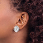 14k White Gold Polished Hammered Square Earring Jackets
