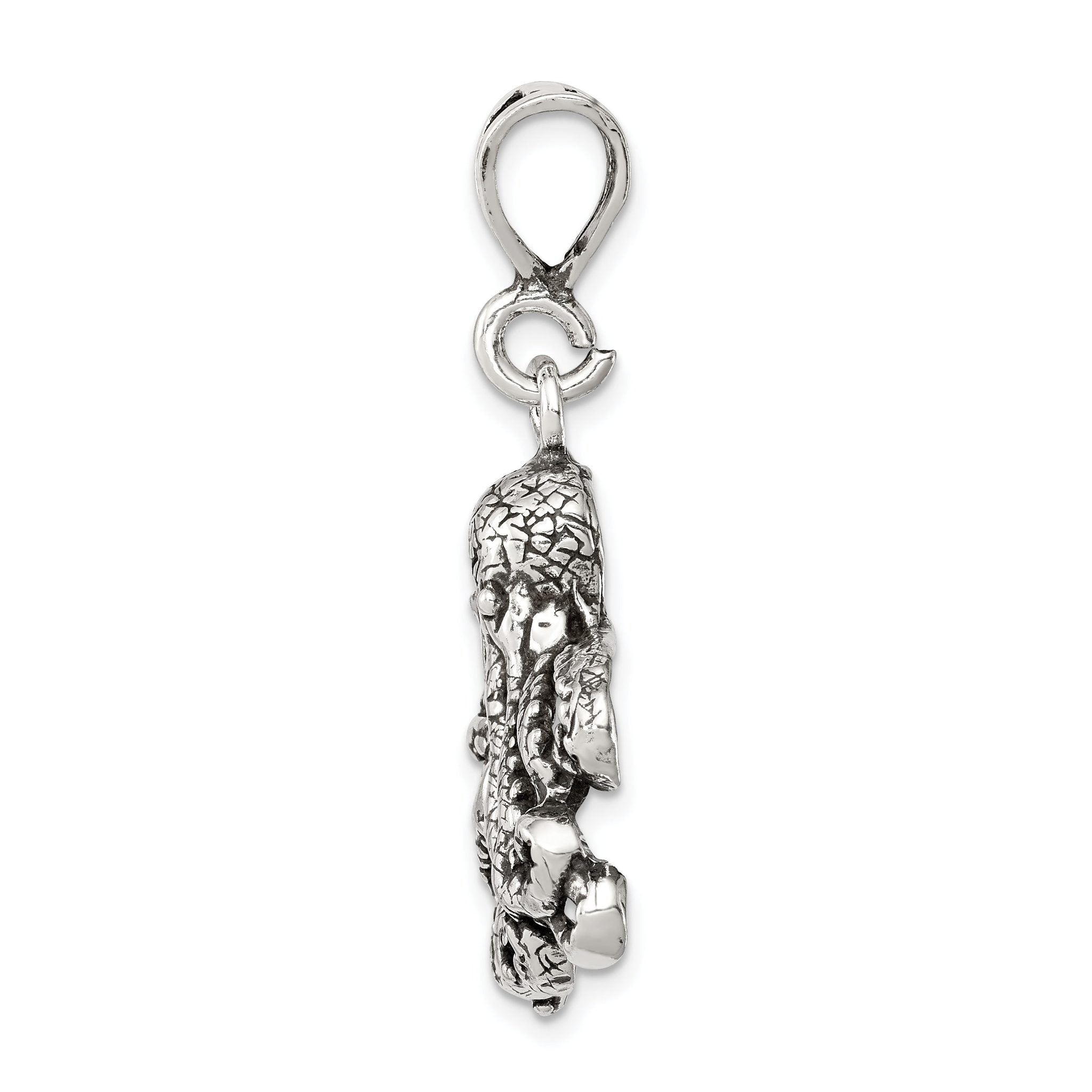 Sterling Silver 925 Men's Antiqued Octopus Charm Classic Design Secondary image