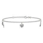 Sterling Silver Heart/Star/Dolphin Charms 9 inch Plus 1 inch Extender - Total 10 inch Anklet