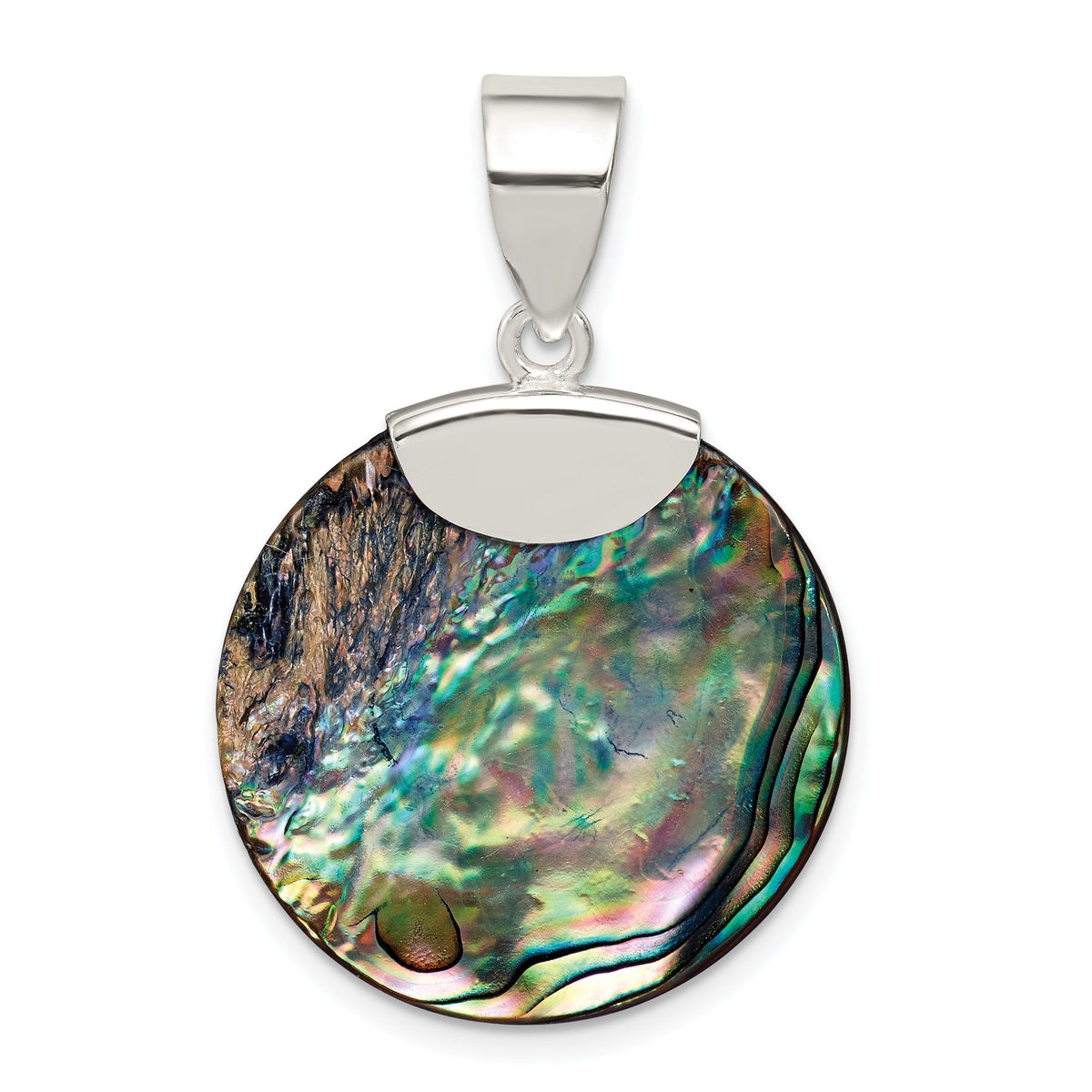 Round Abalone Pendant in Sterling Silver, 34mm - Sophia Jewelers Main image