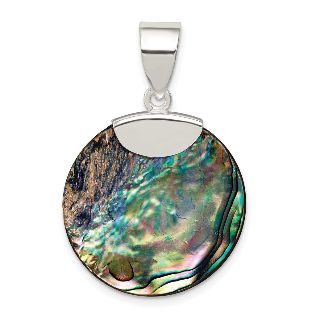 Round Abalone Pendant in Sterling Silver, 34mm - Sophia Jewelers
