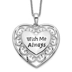 Sentimental Expressions Sterling Silver Rhodium-plated Antiqued With Me Always 18in Heart Necklace