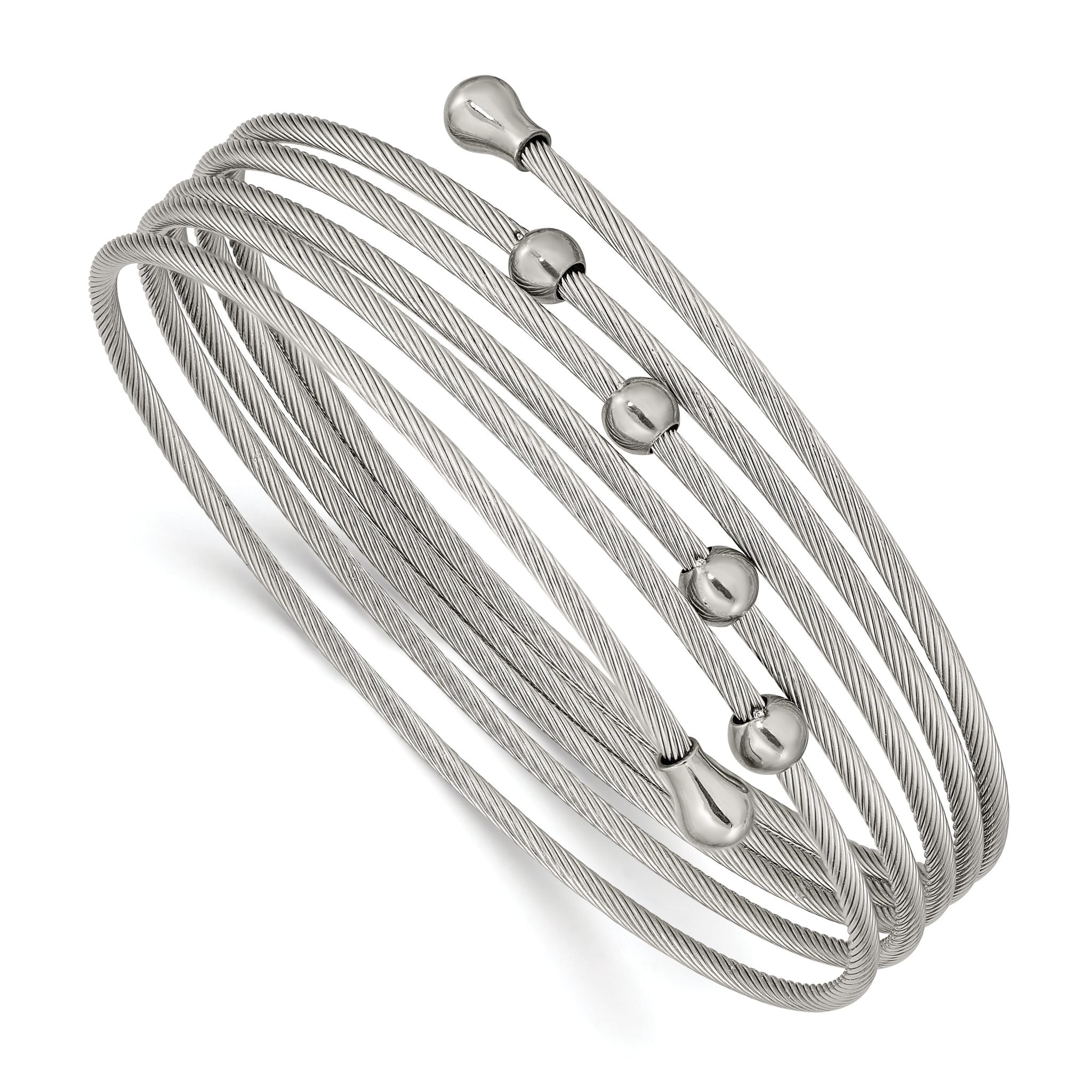 Stainless Steel Polished Flexible Coil Bangle Bracelet for Women Main image