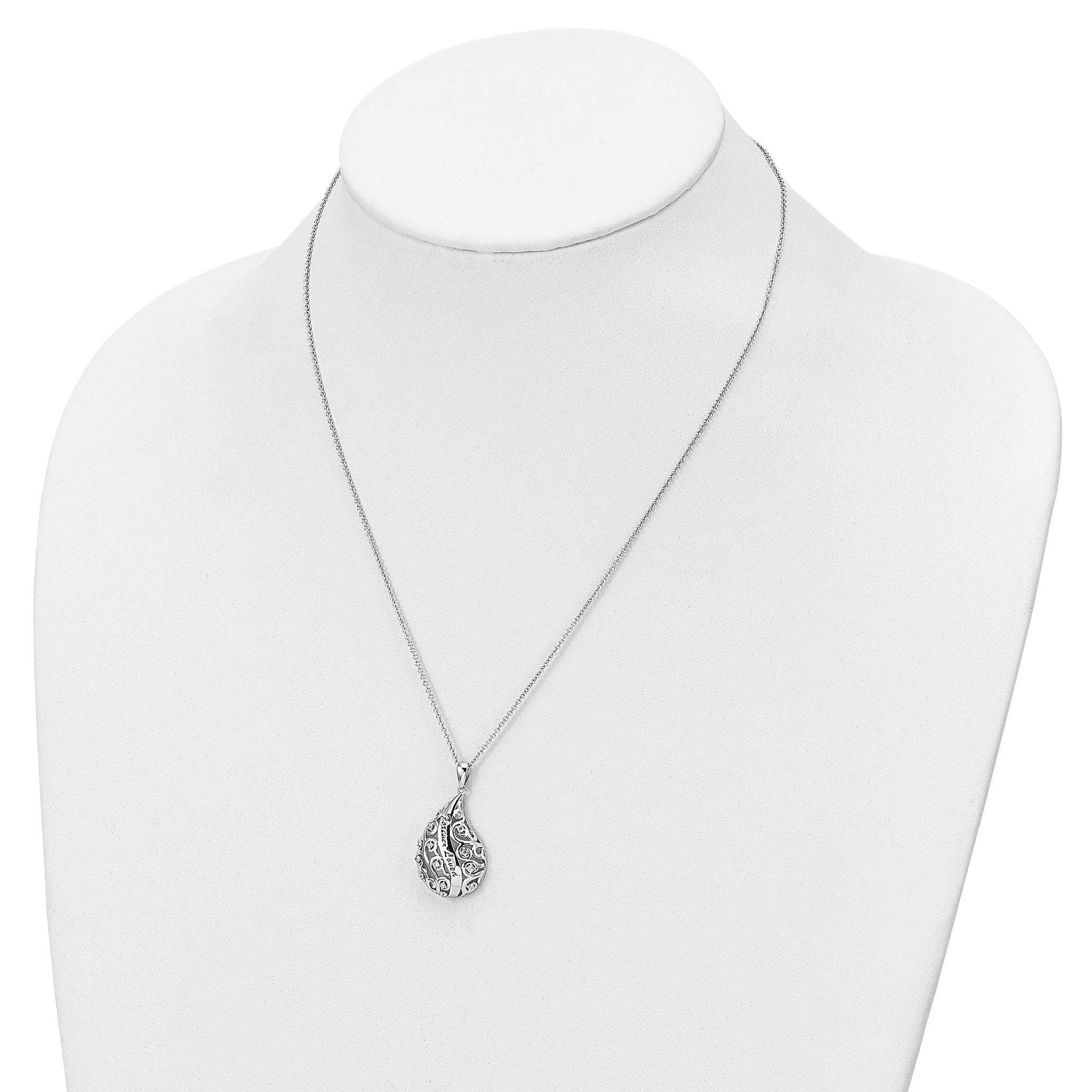 Sentimental ExpreSterling Silverions Sterling Silver Rhodium-Plated Antiqued CZ Forever Loved Forever MiSterling Silvered 18 Inch Necklace