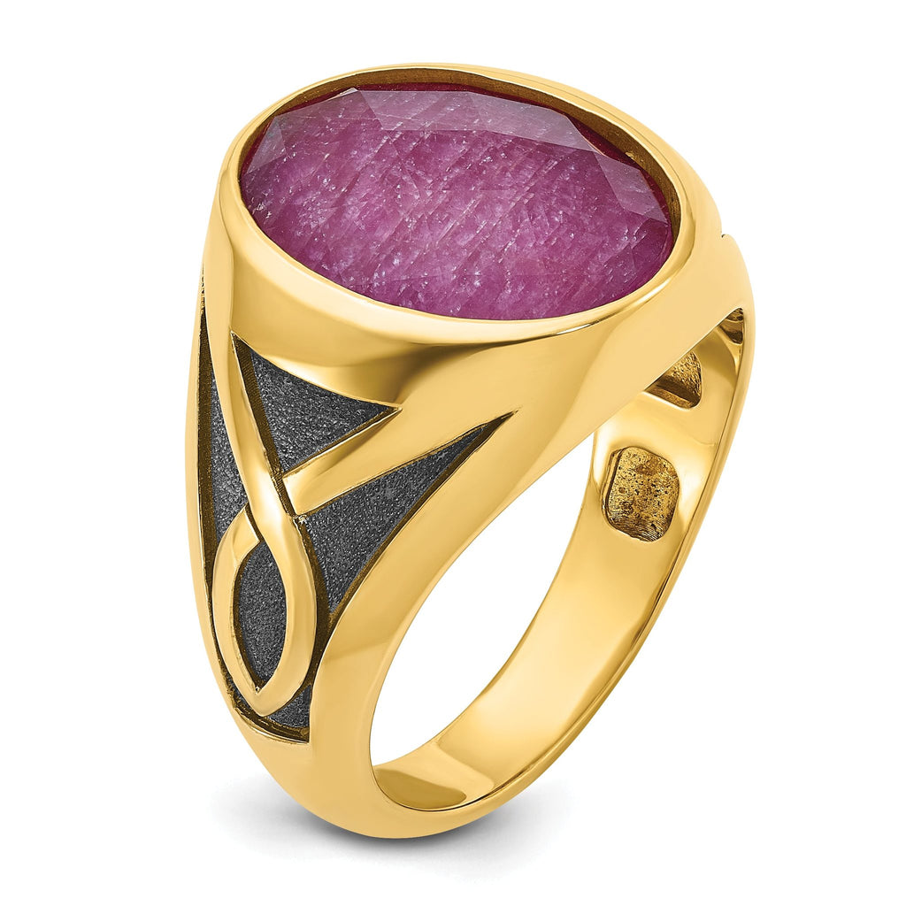 14k Mens Oval Gemstone Ring Mounting, Mounting Only